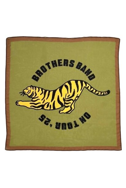 Piupiuchick chiffon bandana olive green w/ tiger print | accessoire