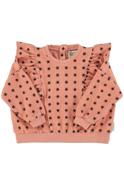Piupiuchick sweatshirt pink w/ black stars | trui