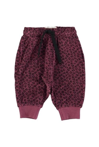 Piupiuchick baby jogging pants aubergine w/ animal print | broek