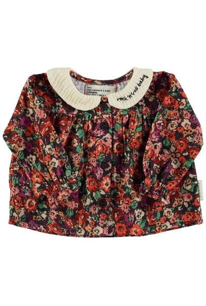 Piupiuchick baby peter pan collar blouse multicolor flowers | top