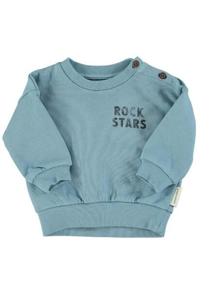 Piupiuchick baby sweatshirt blue w/ "rock stars" print | trui