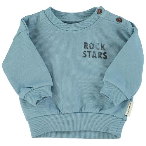Piupiuchick baby sweatshirt blue w/ "rock stars" print | trui-1