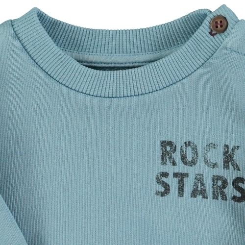 Piupiuchick baby sweatshirt blue w/ "rock stars" print | trui-2