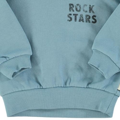 Piupiuchick baby sweatshirt blue w/ "rock stars" print | trui-4