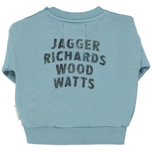 Piupiuchick baby sweatshirt blue w/ "rock stars" print | trui-6