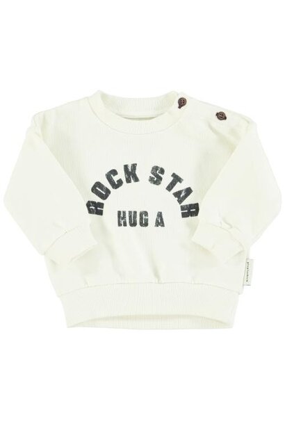 Piupiuchick baby sweatshirt ecru w/ "rock star" print | trui