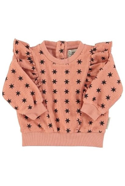 Piupiuchick baby sweatshirt pink w/ black stars | trui