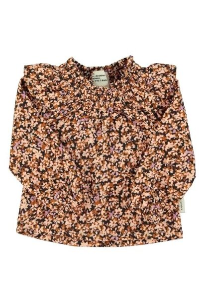 Piupiuchick baby blouse light pink & brown flowers | top