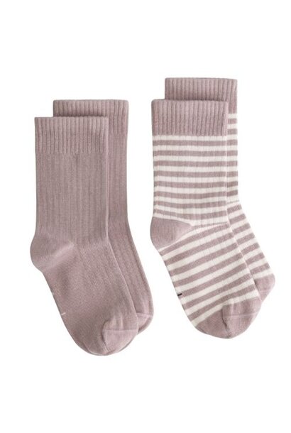 Gray Label ribbed socks 2-pack berry - cream | sokken