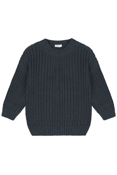 Yuki chunky knitted sweater charcoal | trui