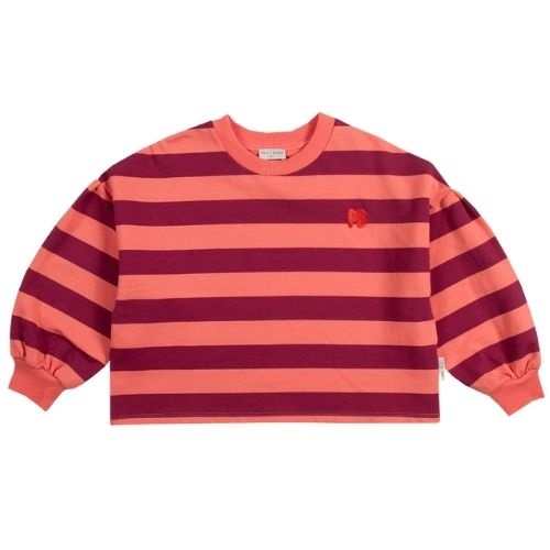 Petit Blush sweater stripes peach bordeaux | trui-1