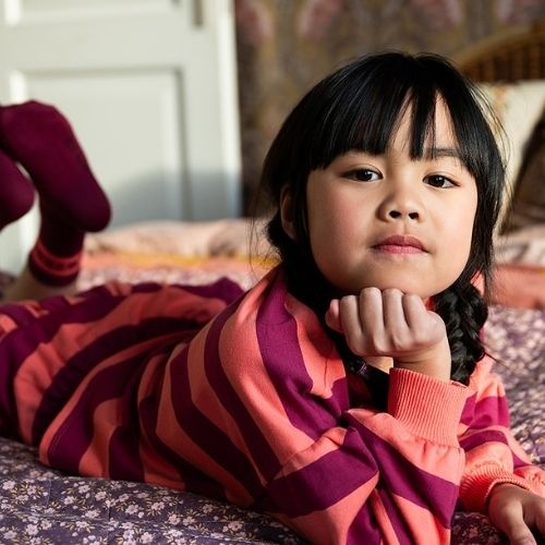 Petit Blush sweater stripes peach bordeaux | trui-2