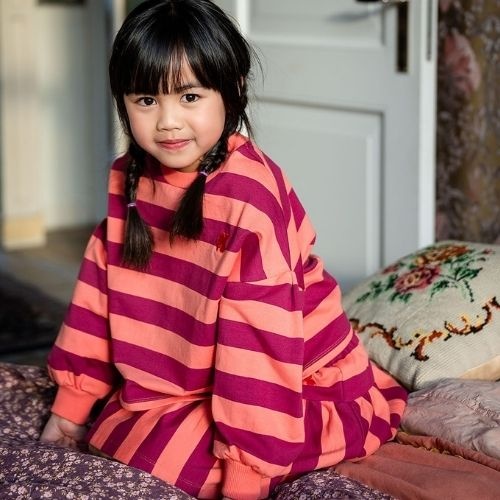 Petit Blush sweater stripes peach bordeaux | trui-3