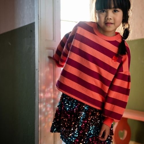 Petit Blush sweater stripes peach bordeaux | trui-4