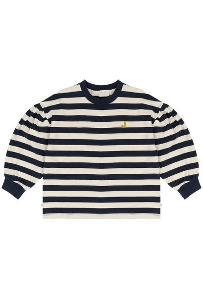 Jenest millie ls t-shirt navy blue off white stripe | tee