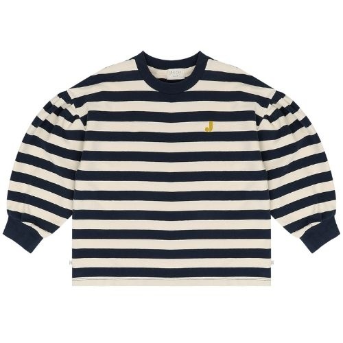 Jenest millie ls t-shirt navy blue off white stripe | tee-1