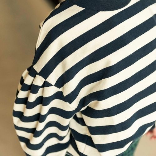 Jenest millie ls t-shirt navy blue off white stripe | tee-3