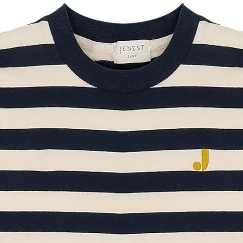 Jenest millie ls t-shirt navy blue off white stripe | tee-4
