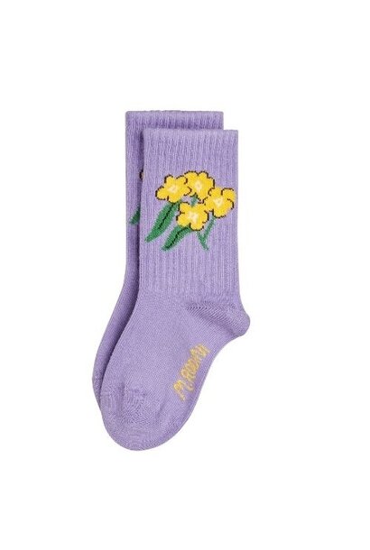 Mini Rodini alpine flowers socks purple | sokken