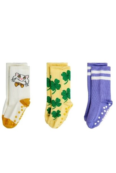 Mini Rodini cat 3-pack anti-slip socks multi | sokken