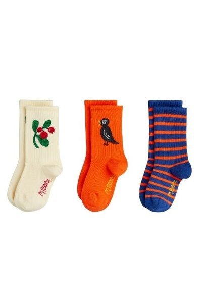 Mini Rodini lingonberries 3-pack socks multi | sokken
