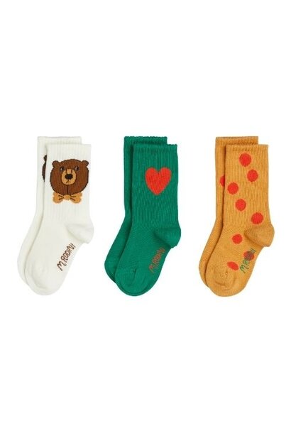 Mini Rodini bear 3-pack socks multi | sokken