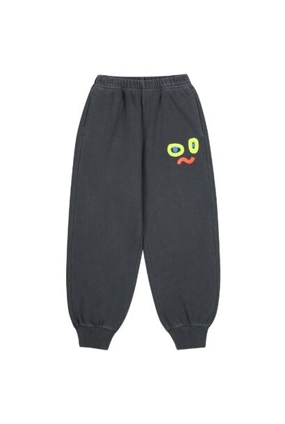 Jelly Mallow catchy face sweatpants charcoal | broek