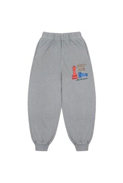 Jelly Mallow check mate pigment sweatpants grey | broek
