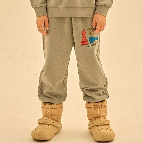 Jelly Mallow check mate pigment sweatpants grey | broek-2