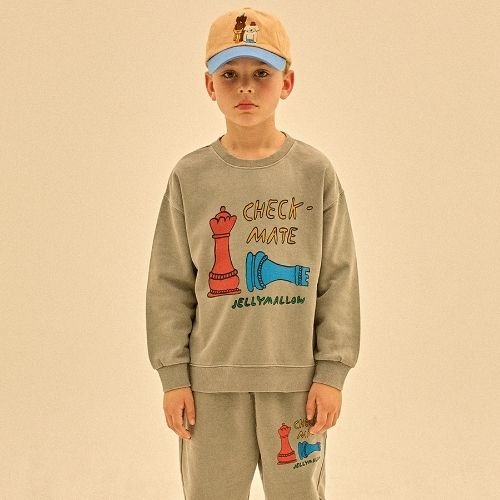 Jelly Mallow check mate pigment sweatpants grey | broek-3