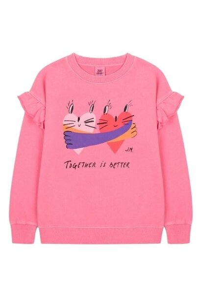 Jelly Mallow together pigment ruffled sweatshirt pink | trui