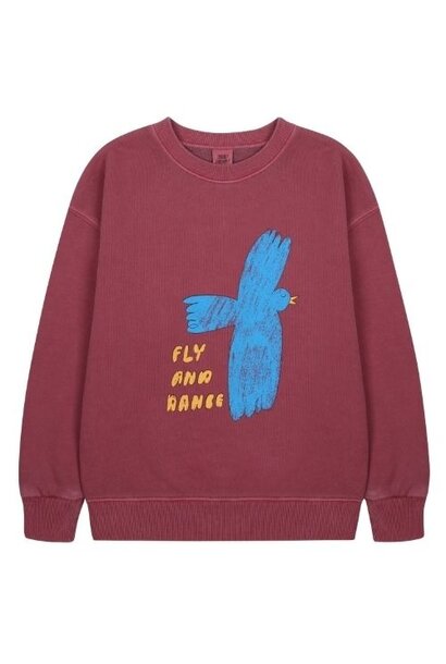 Jelly Mallow flying bird pigment sweatshirt burgundy | trui