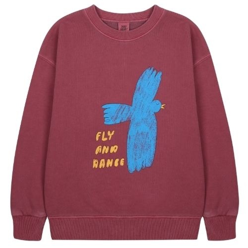 Jelly Mallow flying bird pigment sweatshirt burgundy | trui-1