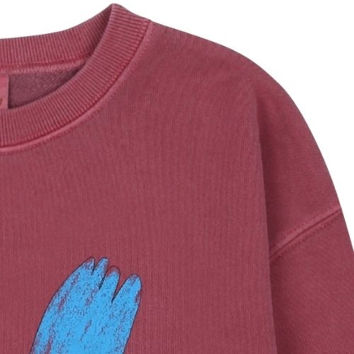 Jelly Mallow flying bird pigment sweatshirt burgundy | trui-4