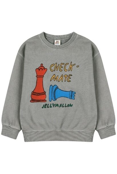 Jelly Mallow check mate pigment sweatshirt grey | trui