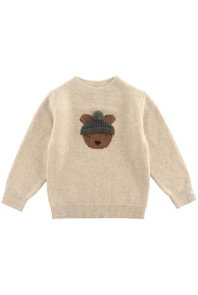 Donsje denn merino wool sweater bear biscotti melange | trui
