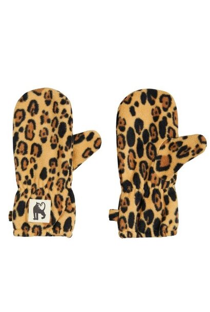 Mini Rodini leopard fleece mittens beige | handschoenen