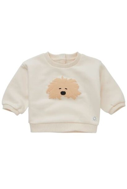 Sproet & Sprout baby sweatshirt moustache dog ivory | trui