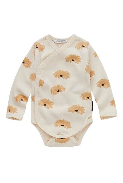 Sproet & Sprout baby romper moustache dog ivory | body