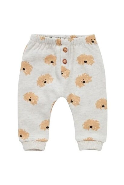 Sproet & Sprout baby sweatpants dog print light grey melee | broek