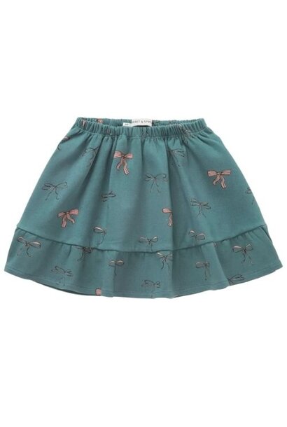 Sproet & Sprout skirt ruffle bow print shady green | rok