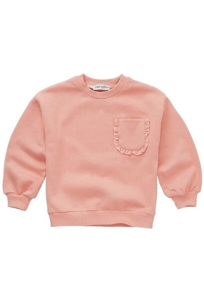 Sproet & Sprout girls sweatshirt ruffle pocket peach parfait | trui