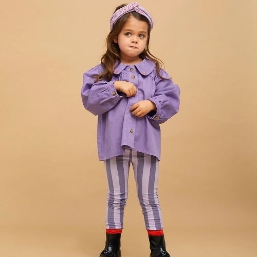 Sproet & Sprout winter legging purple stripe lavender | broek-2