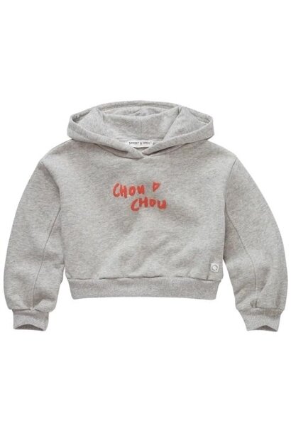 Sproet & Sprout cropped hooded sweatshirt grey melee | trui