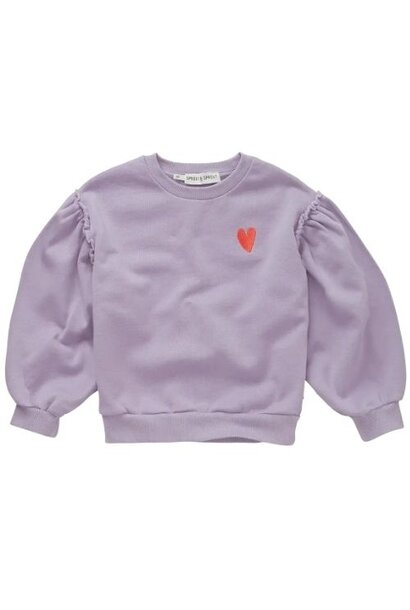 Sproet & Sprout sweatshirt puff sleeves heart lavender | trui