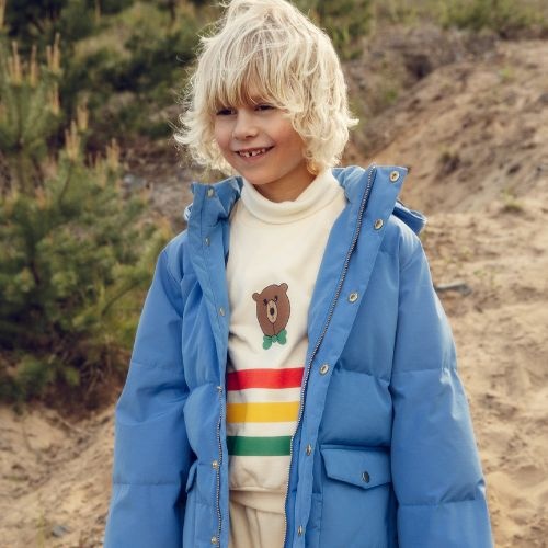 Mini Rodini solid heavy puffer blue | jas-2