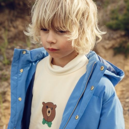 Mini Rodini solid heavy puffer blue | jas-3