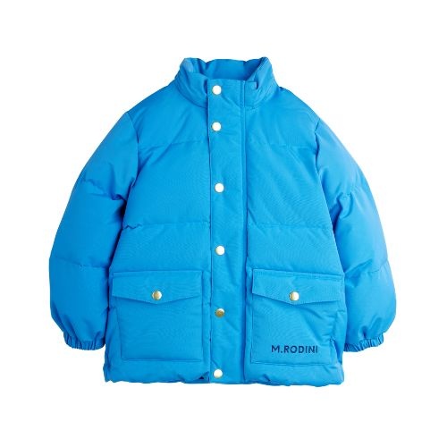 Mini Rodini solid heavy puffer blue | jas-5