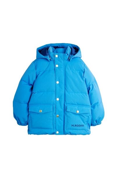 Mini Rodini solid heavy puffer blue | jas