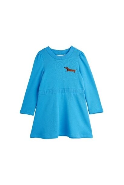 Mini Rodini dog emb sweatdress blue | jurk
